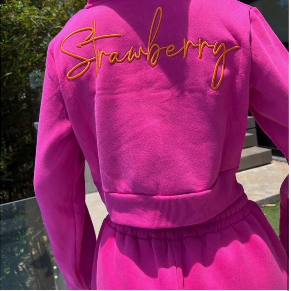 Strawberry Milk Mob - Hot Pink Cropped Zip and Short - Picture 7 of 8